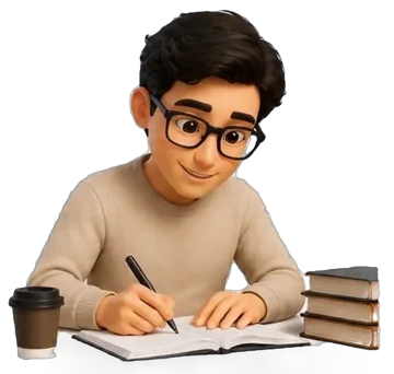 Adam przy notatkach (ilustracja)